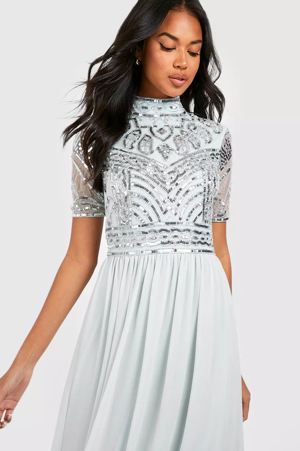 Boohoo embellished skater store dress